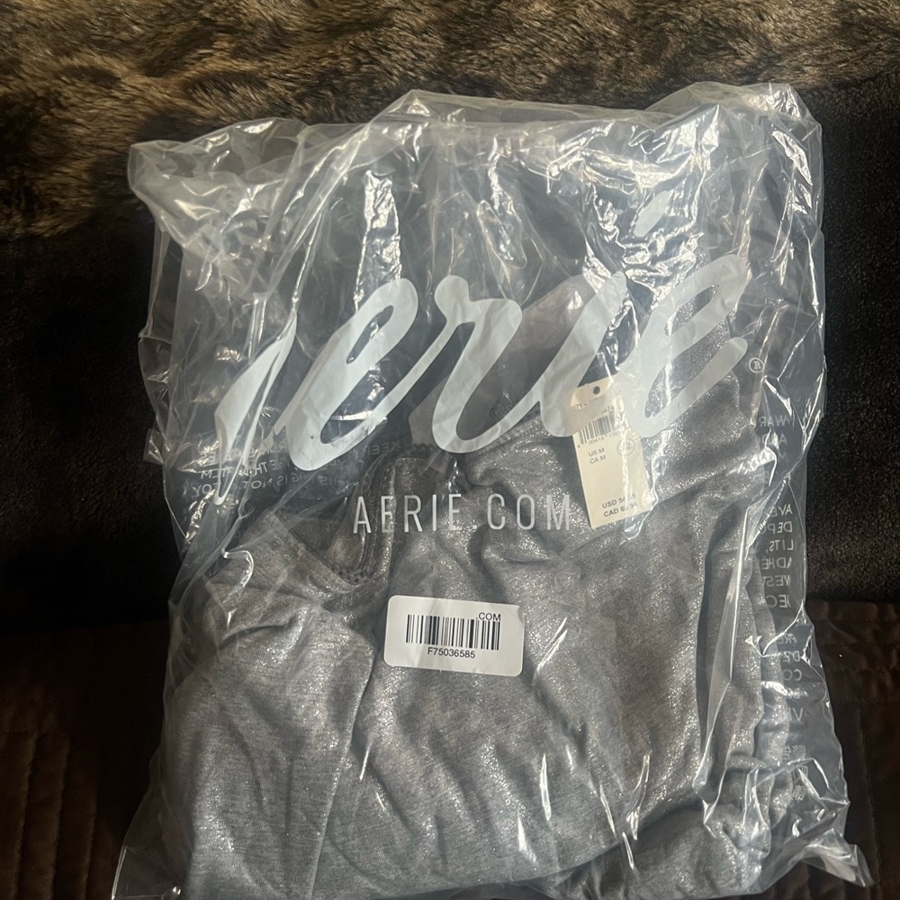 Aerie Real Soft Stretch Maxi Shiny Gray Skirt